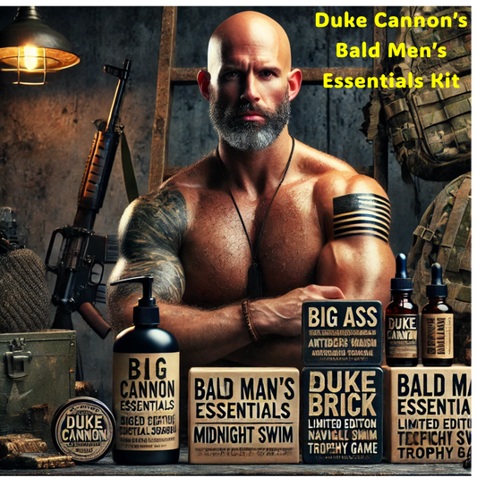 Duke Cannon's "Bald Man's Essentials" Kit -This kit doesn’t cover up baldness—it celebrates it!