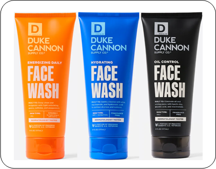 Duke Cannon's Face Wash Options = Energizing, Hydrating, & Oil Control